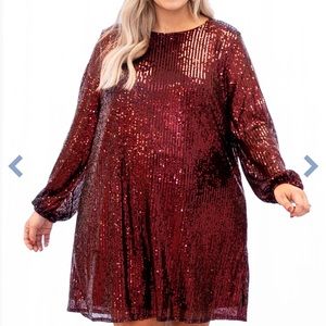 Chic Soul Glitter On The Floor Dress, Wine